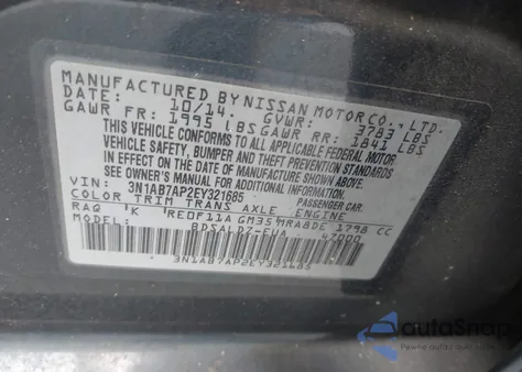 2014 Nissan Sentra Sv from USA, damaged, VIN 3N1AB7AP2EY321685